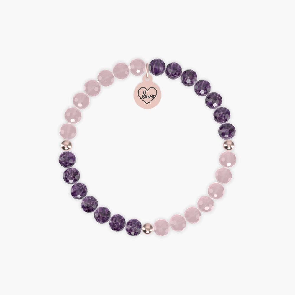 Love's Embrace - Rose Quartz and Amethyst Bracelet