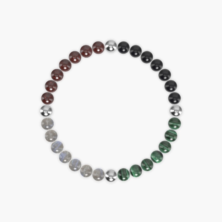 Malachite, Black Obsidian, Garnet and more Gemstone Bracelet