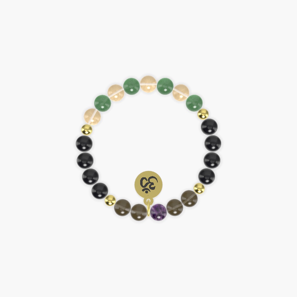 Black Obsidian, Smoky Quartz, Aventurine and more Gemstone Bracelet