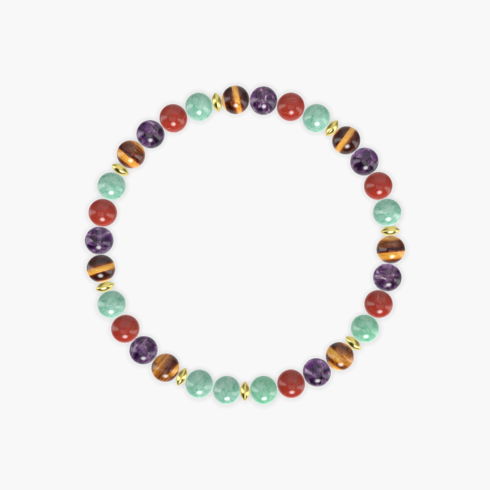 Green Jade, Red Jasper, Amethyst and more Gemstone Bracelet