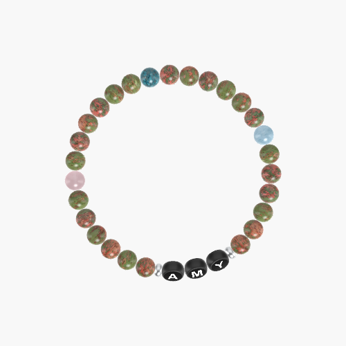 Unakite, Aquamarine, Apatite and More Gemstone Bracelet