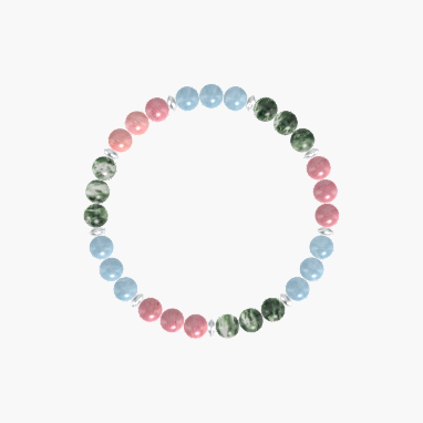 Moss Agate, Aquamarine and Rhodonite Bracelet