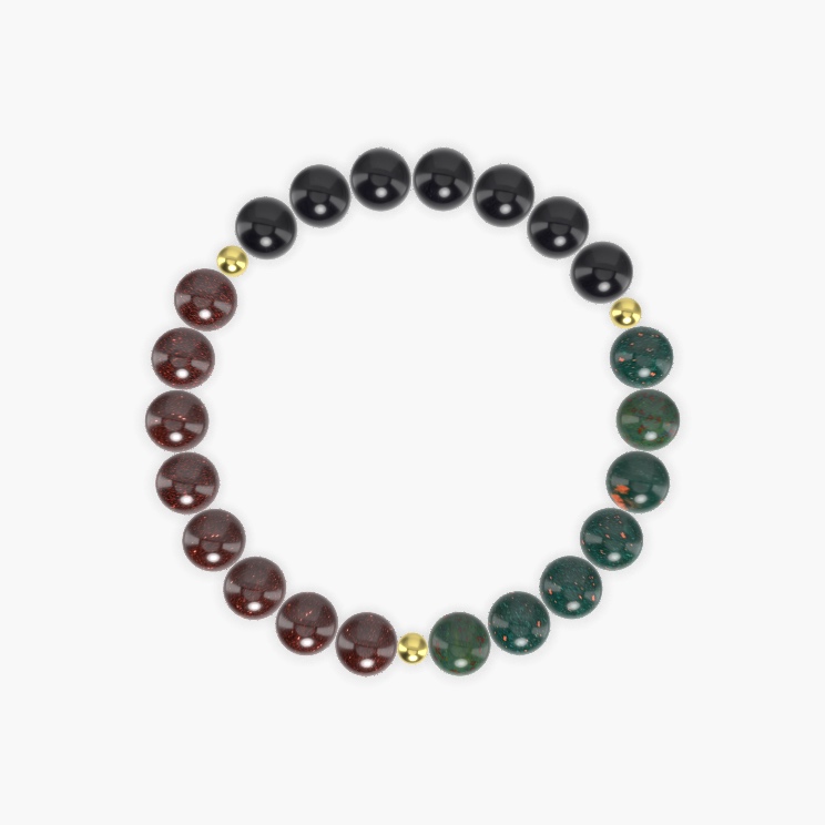 Garnet, Bloodstone and Black Obsidian Bracelet