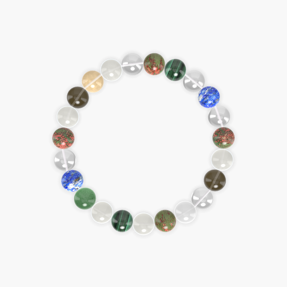 Moonstone, Clear Quartz, Unakite and more Gemstone Bracelet