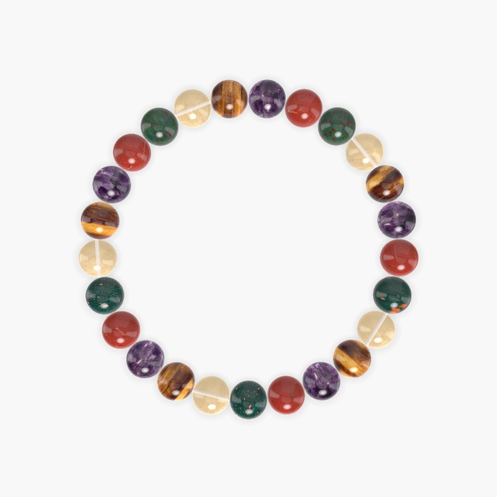 Bloodstone, Red Jasper, Amethyst and more Gemstone Bracelet