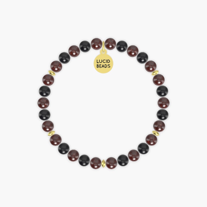 Garnet and Black Obsidian Bracelet