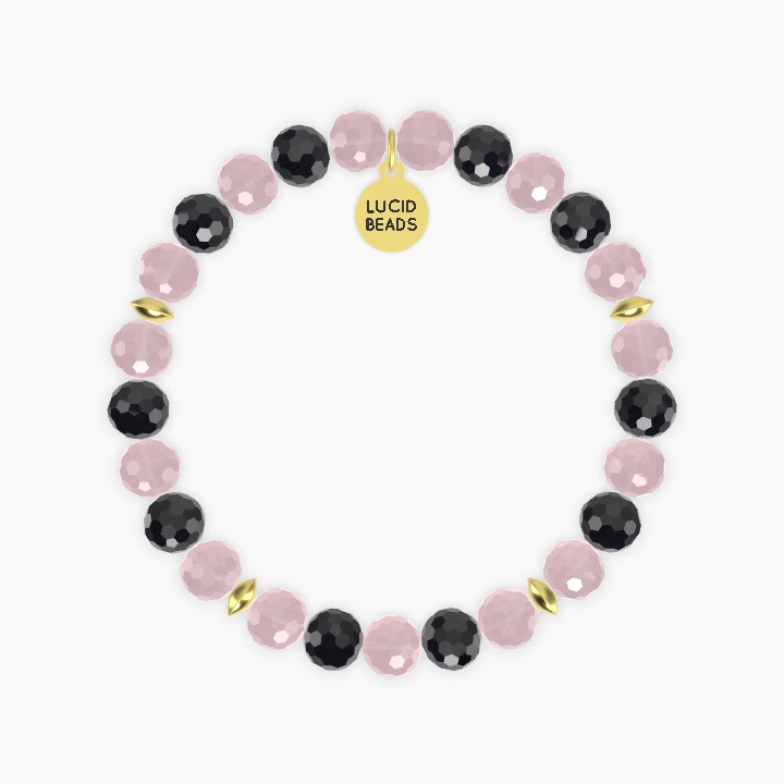 Rose Quartz and Black Tourmaline Bracelet