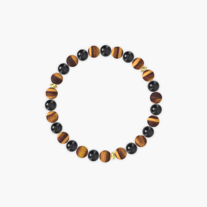 Tiger Eye and Black Obsidian Bracelet