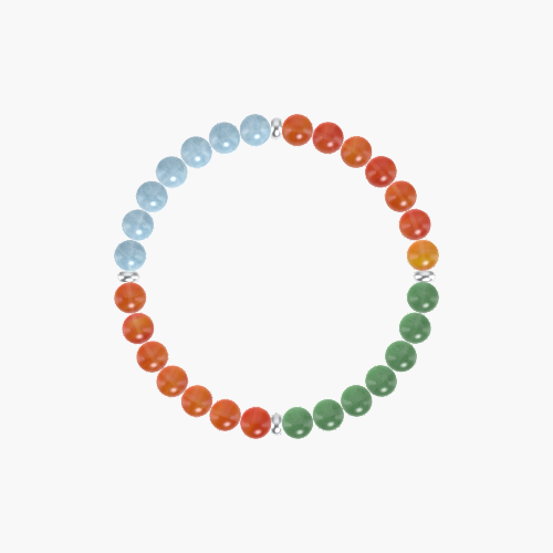 Carnelian, Green Aventurine and Aquamarine Bracelet
