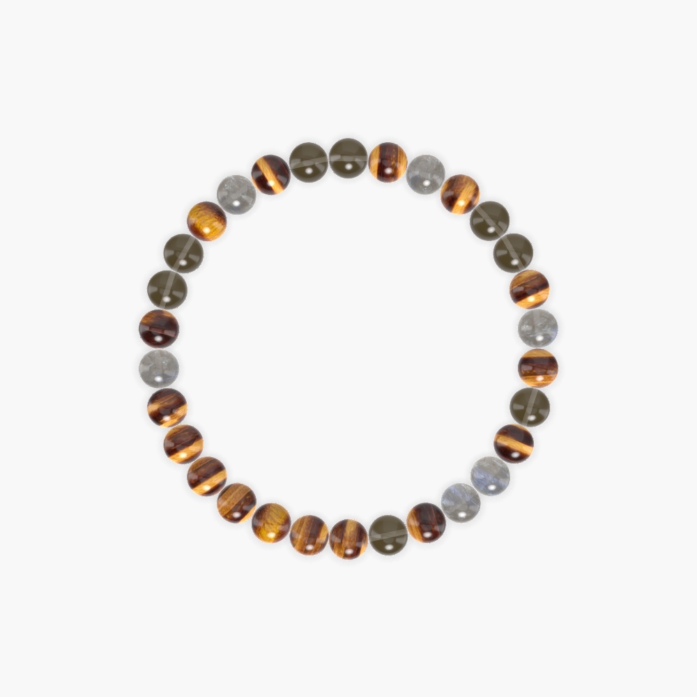 Tiger Eye, Smoky Quartz and Labradorite Bracelet