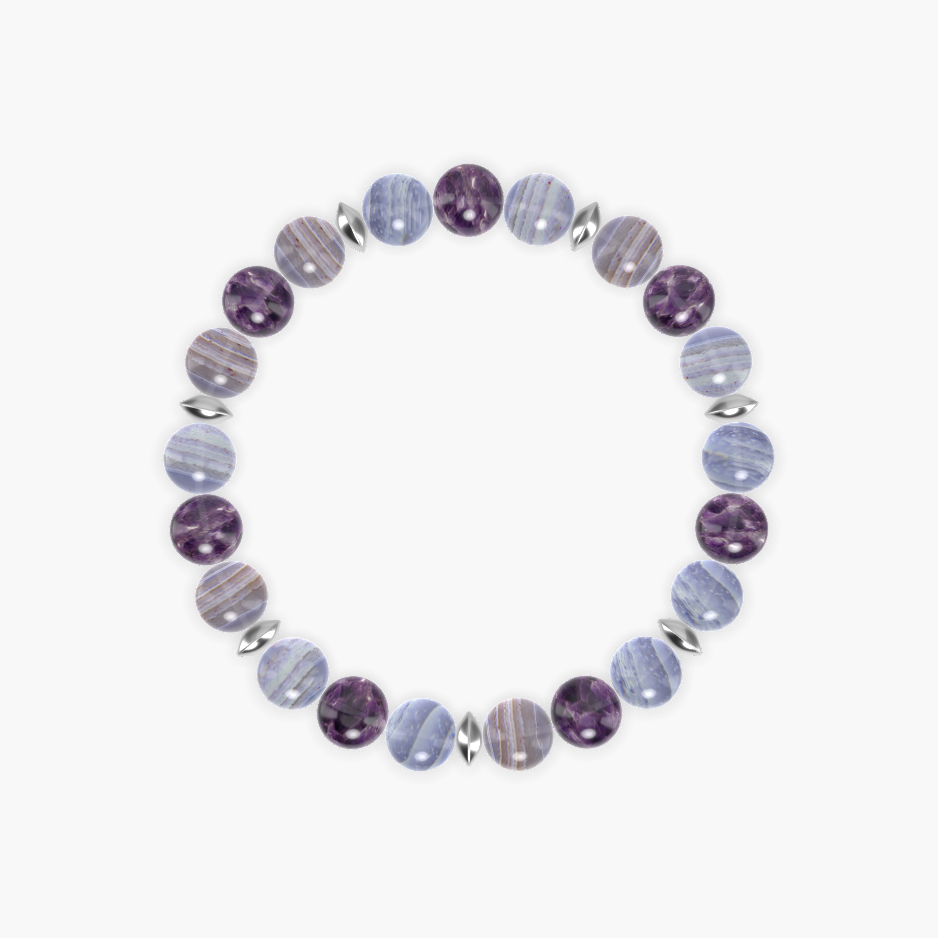 Blue Lace Agate and Amethyst Bracelet