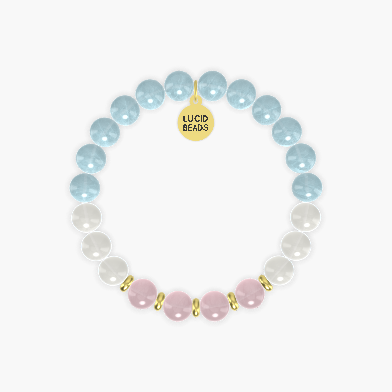 Aquamarine, Moonstone and Rose Quartz Bracelet