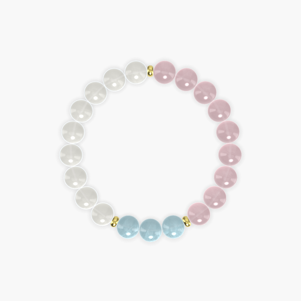 Rose Quartz, Moonstone and Aquamarine Bracelet