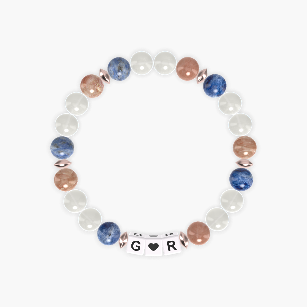 Moonstone, Sunstone and Sodalite Bracelet