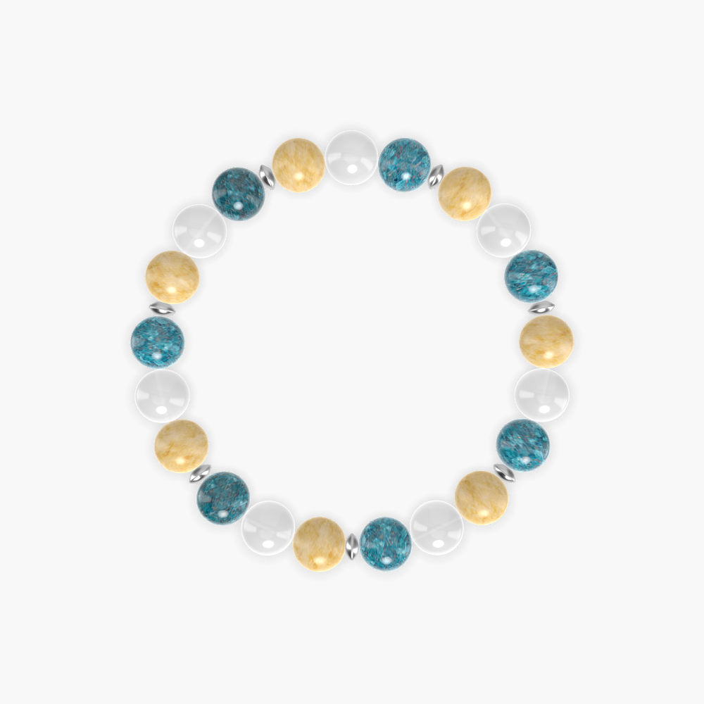 Apatite, White Jade and Yellow Jade Bracelet