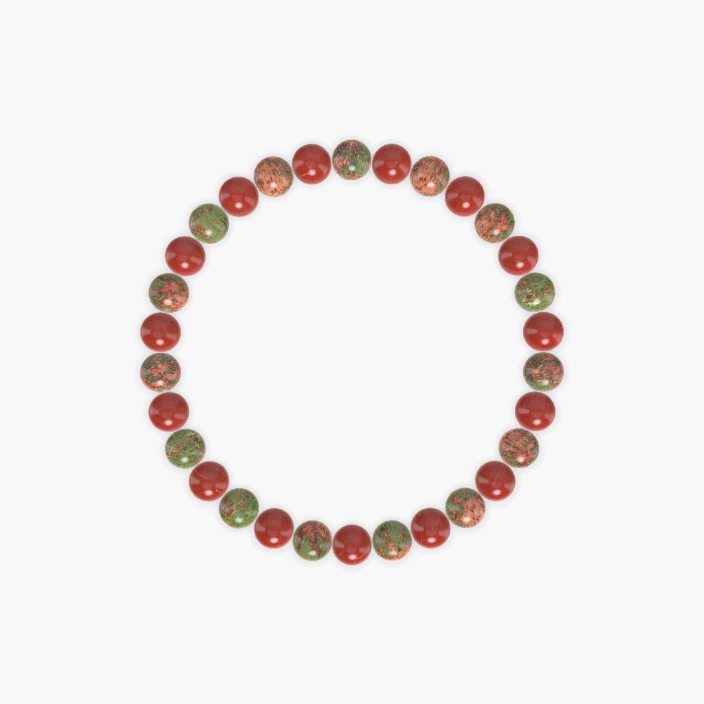 Red Jasper and Unakite Bracelet
