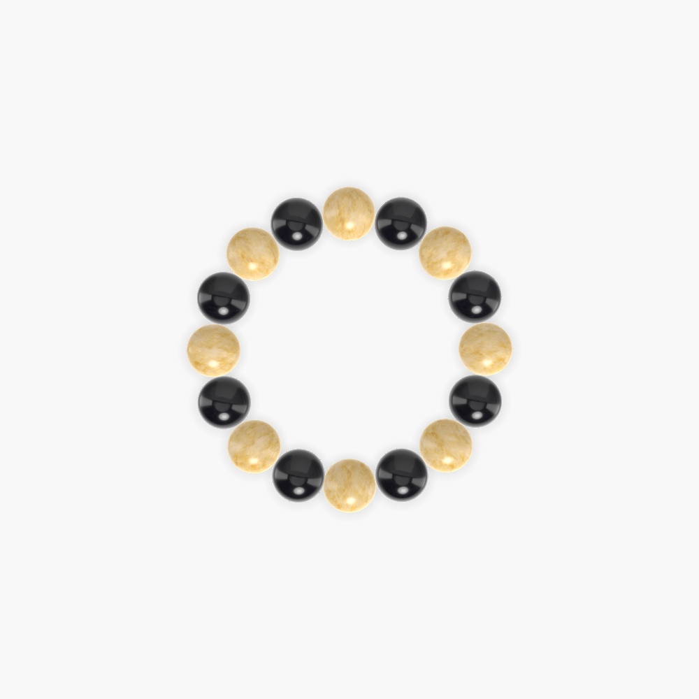 Yellow Jade and Black Obsidian Bracelet