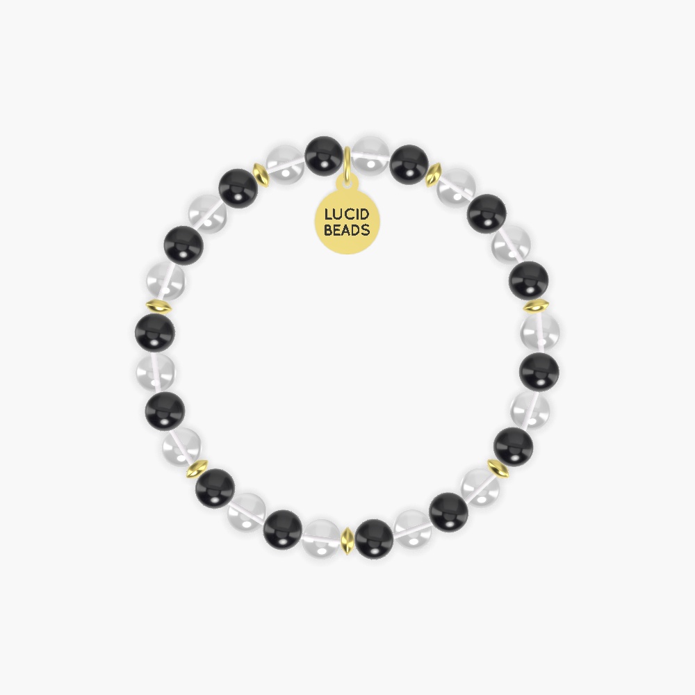 Black Tourmaline and Clear Quartz Bracelet