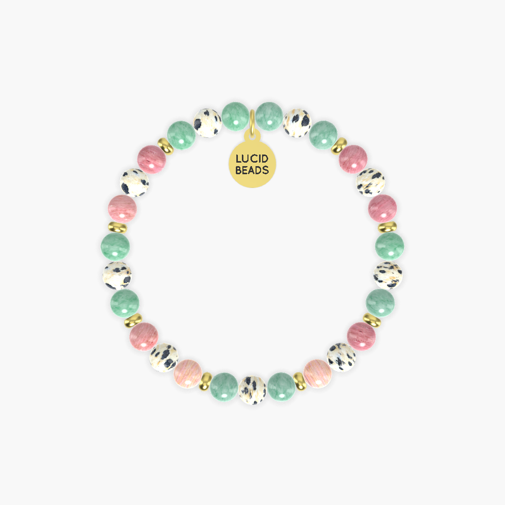 Green Jade, Dalmatian Jasper and Rhodonite Bracelet