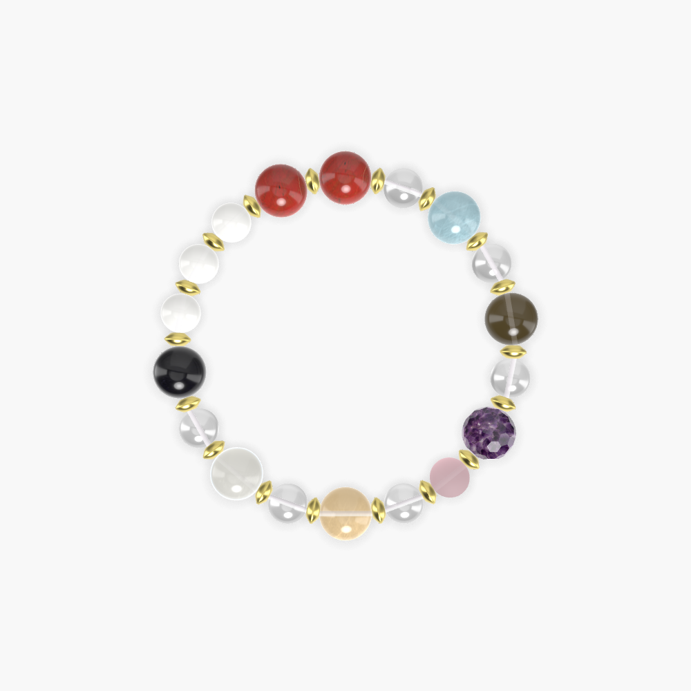 Clear Quartz, White Jade, Red Jasper and more Gemstone Bracelet