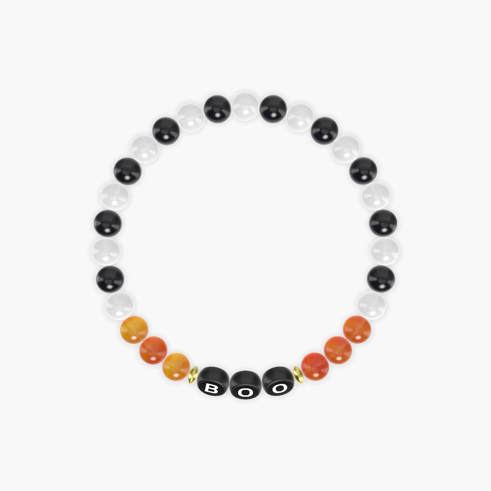White Jade, Black Obsidian and Carnelian Bracelet