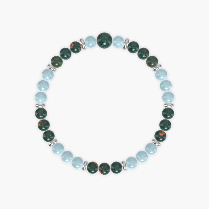 Bloodstone and Aquamarine Bracelet