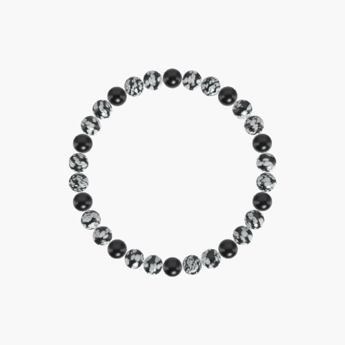 Snowflake Obsidian and Black Obsidian Bracelet