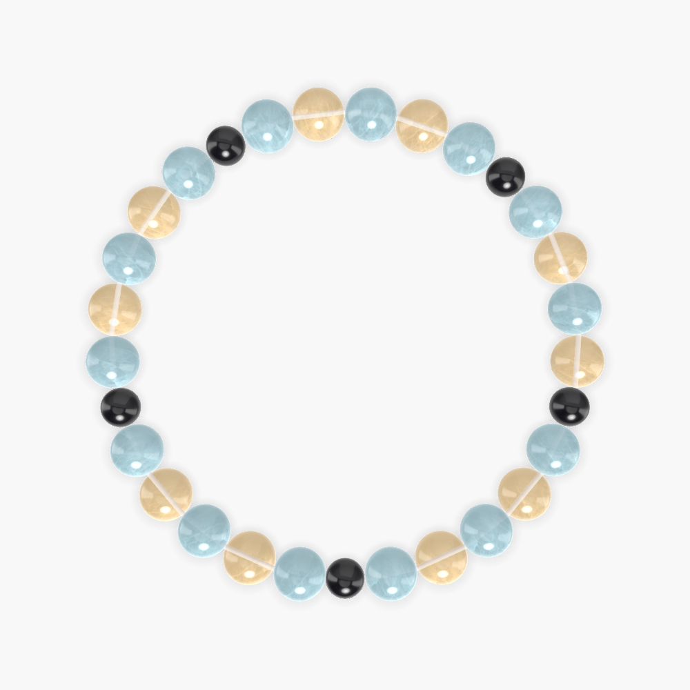 Aquamarine, Citrine and Black Tourmaline Bracelet