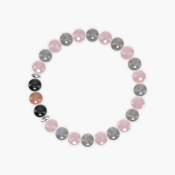 Rose Quartz, Labradorite, Black Obsidian and more Gemstone Bracelet