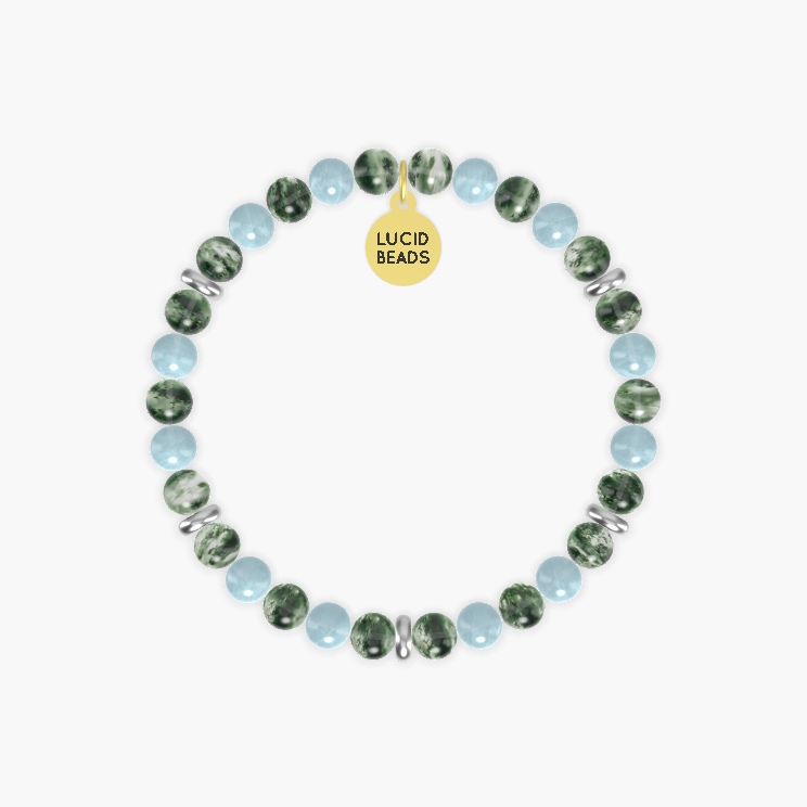 Moss Agate and Aquamarine Bracelet