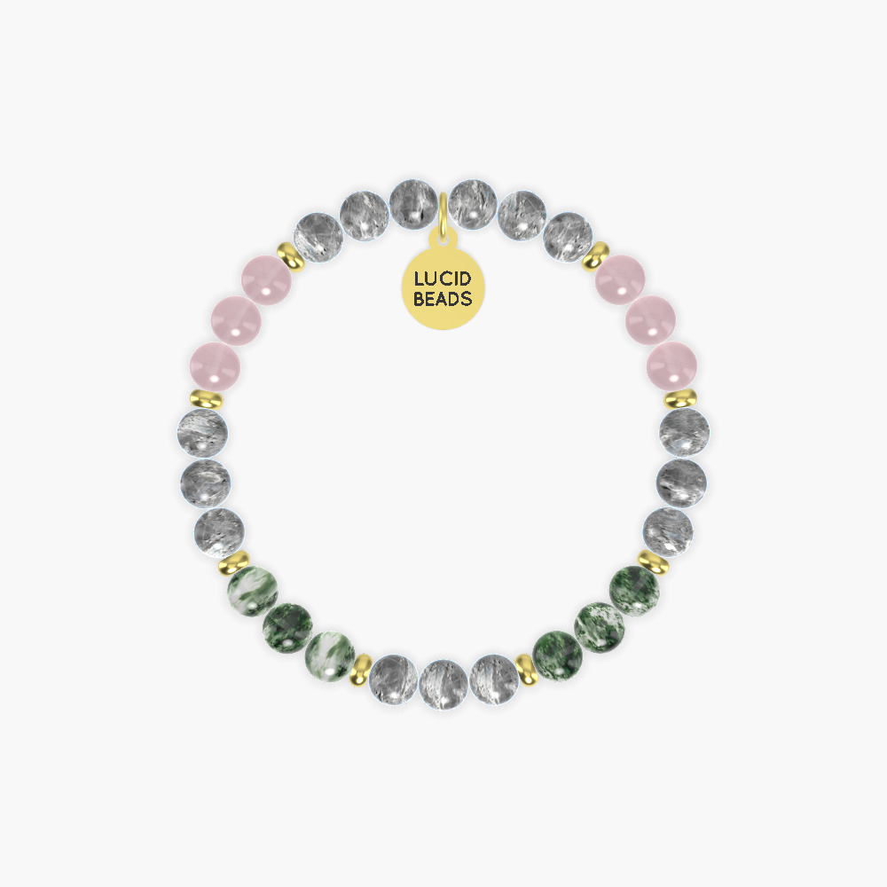 Labradorite, Moss Agate and Rose Quartz Bracelet
