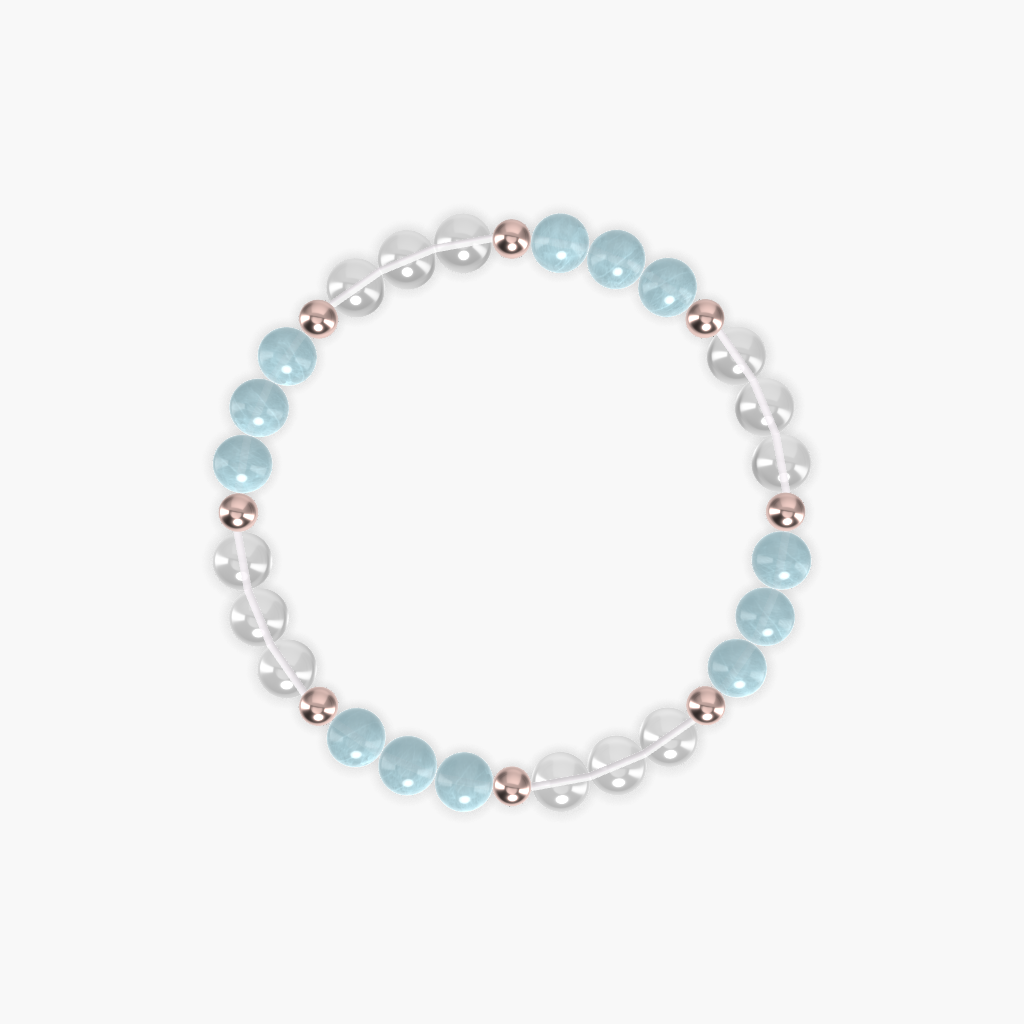 Clear Quartz and Aquamarine Bracelet