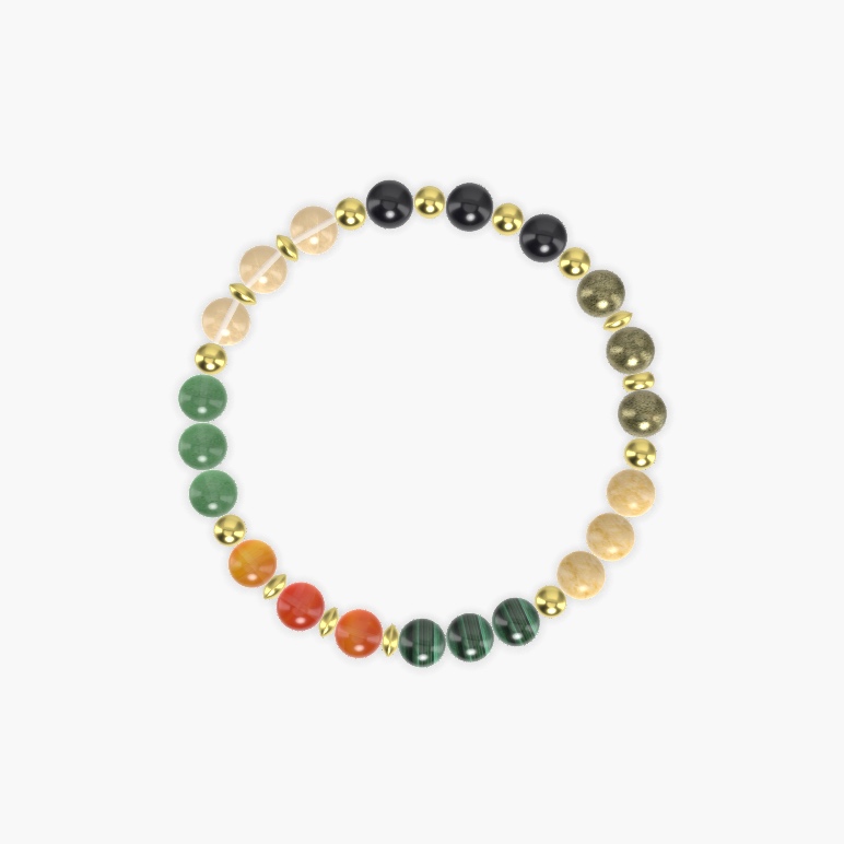 Malachite, Yellow Jade, Pyrite and more Gemstone Bracelet