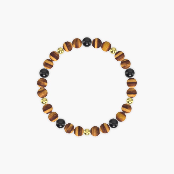 Tiger Eye and Black Obsidian Bracelet
