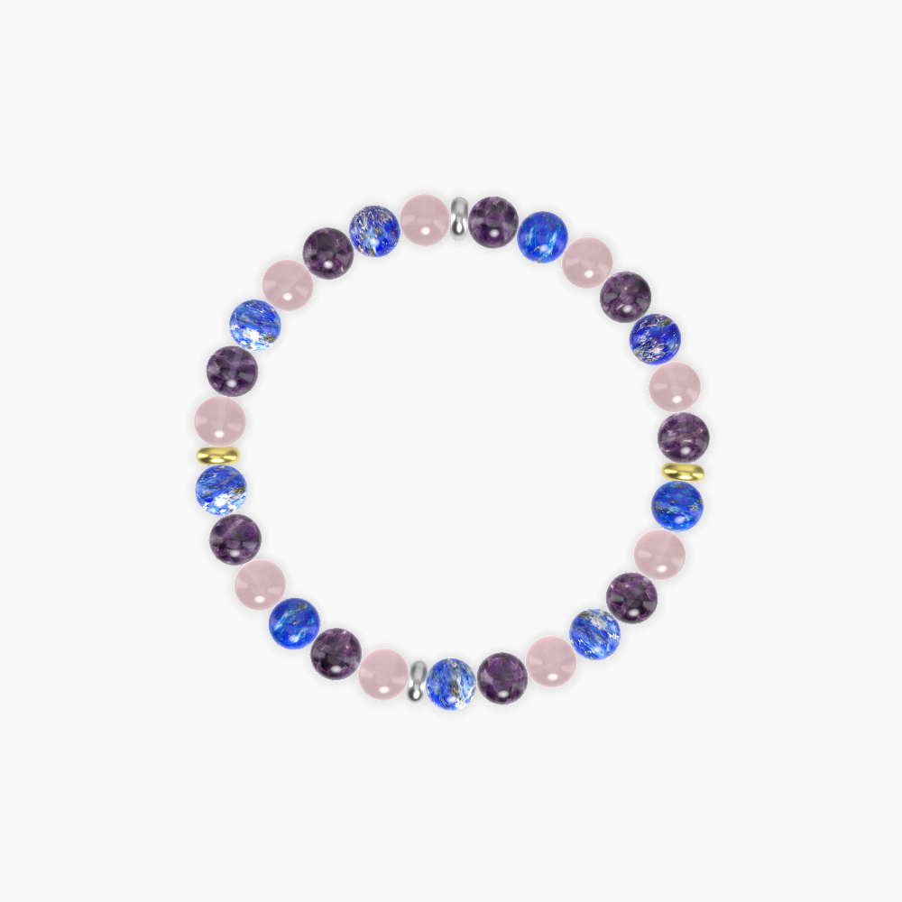Lapis Lazuli, Amethyst and Rose Quartz Bracelet