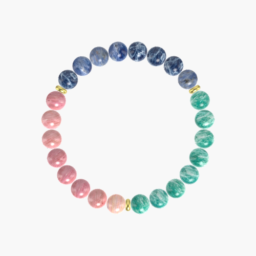 Amazonite, Sodalite, and Rhodonite Gemstone Bead Bracelet