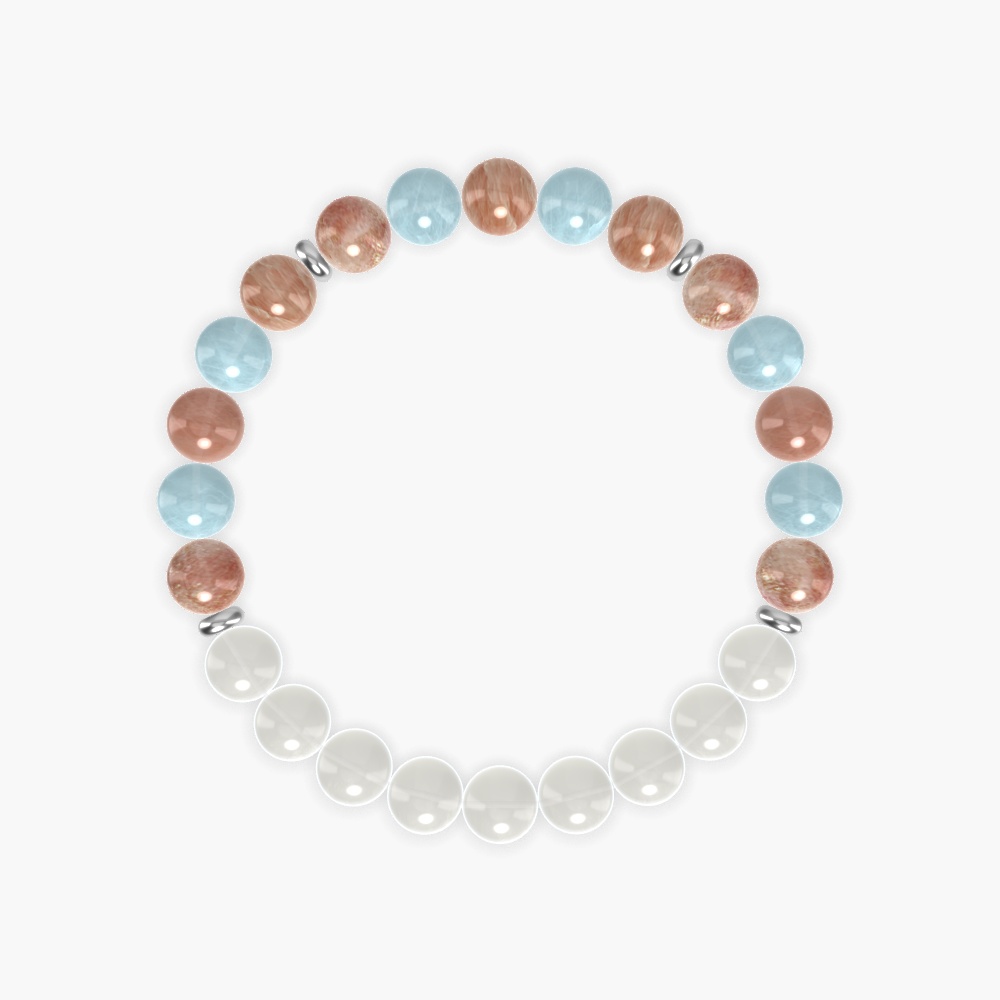 Moonstone, Sunstone and Aquamarine Bracelet
