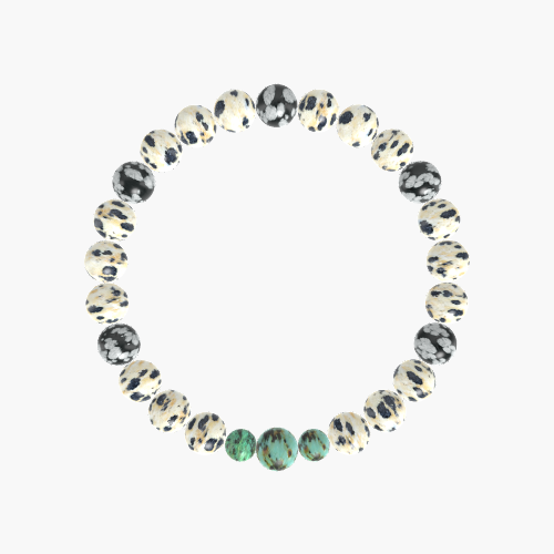 Dalmatian Jasper, Snowflake Obsidian and African Turquoise Bracelet