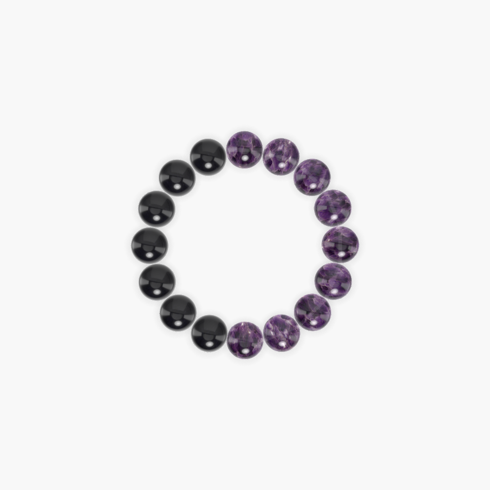 Amethyst and Black Obsidian Bracelet