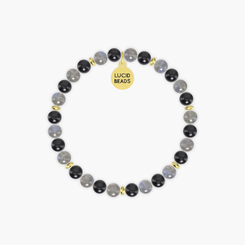 Black Obsidian and Labradorite Bracelet