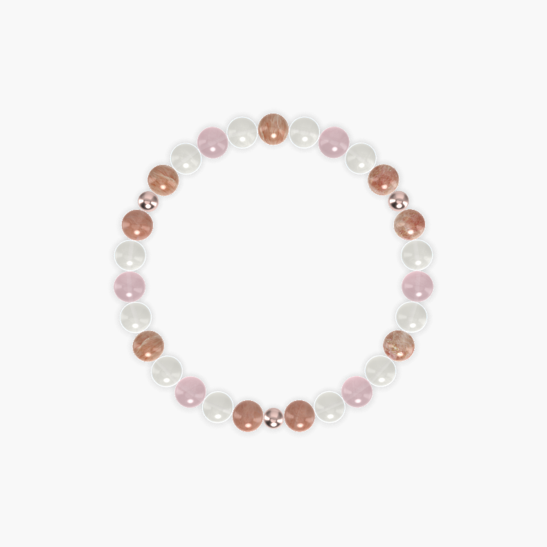 Moonstone, Sunstone and Rose Quartz Bracelet