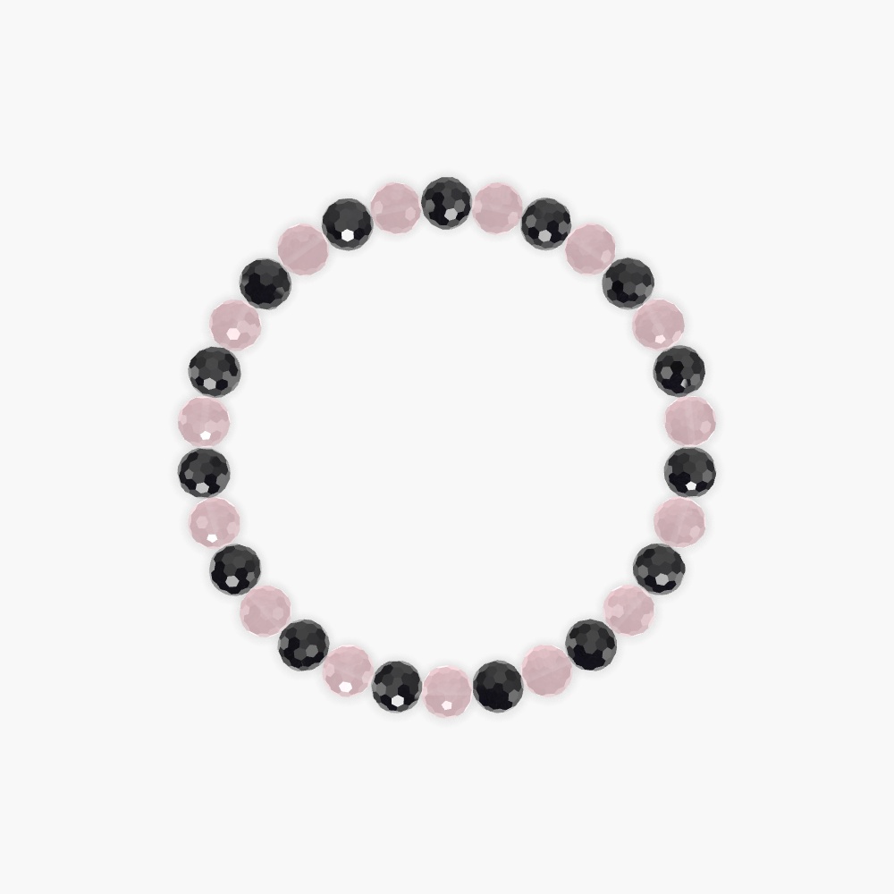 Rose Quartz and Black Tourmaline Bracelet