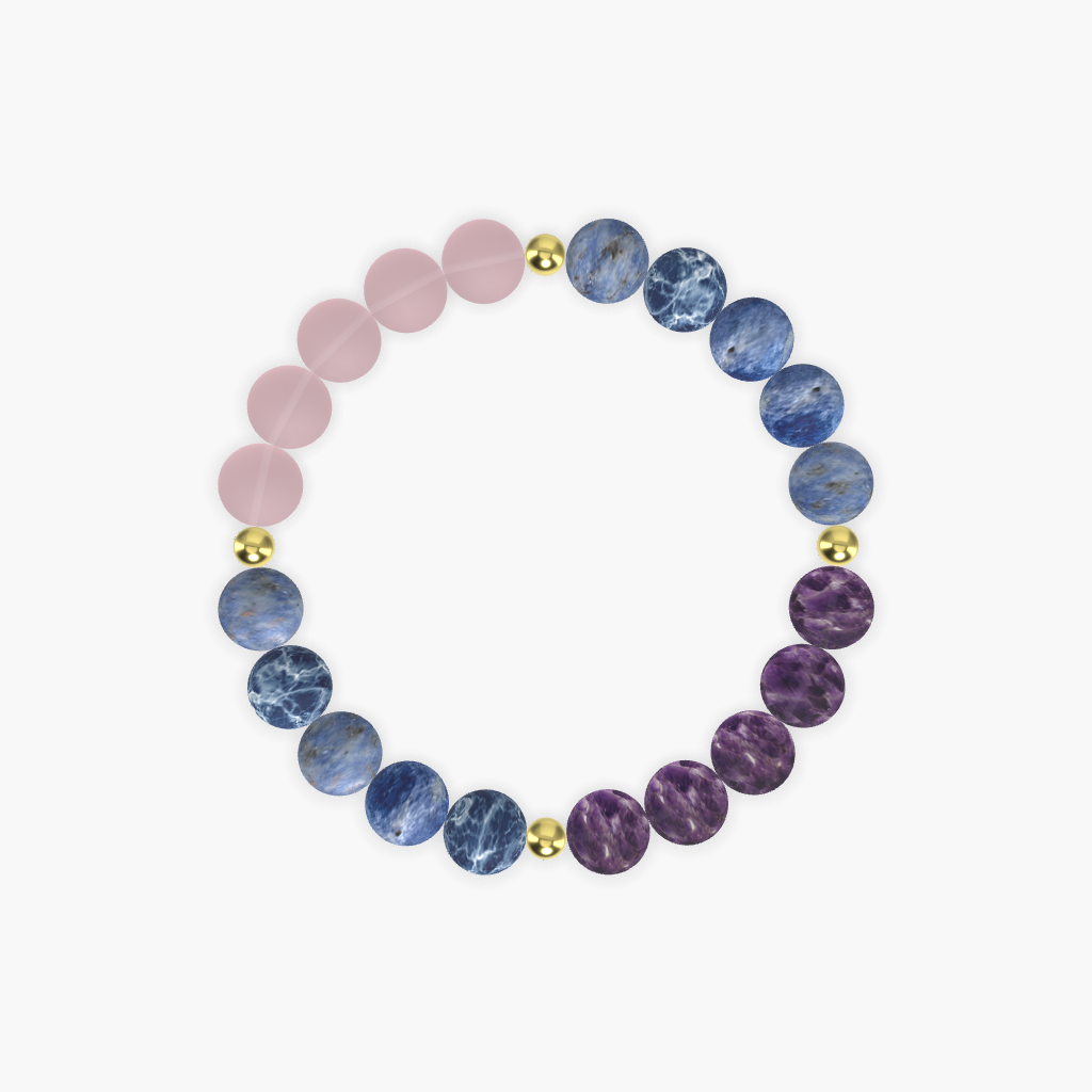 Sodalite, Amethyst and Rose Quartz Bracelet
