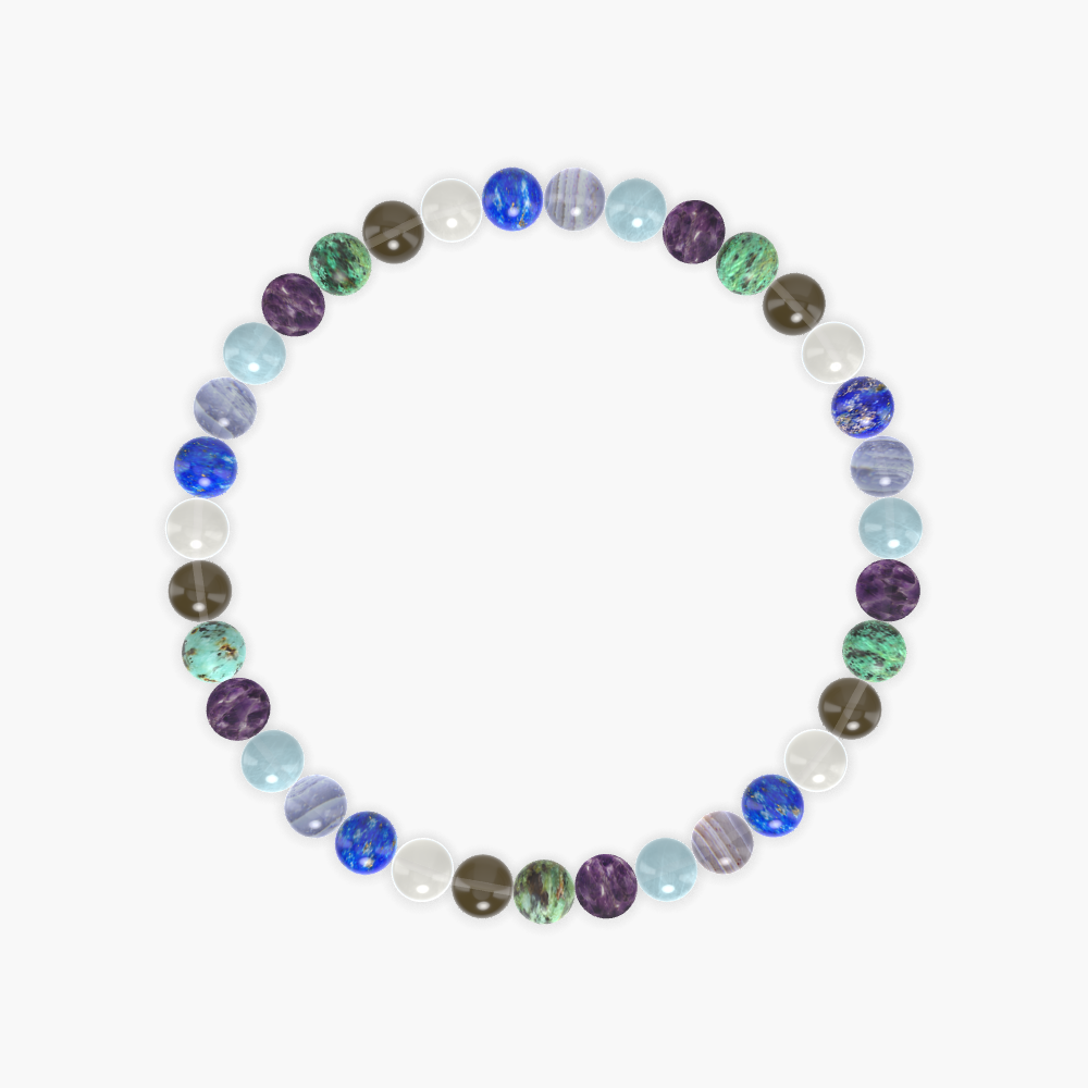 African Turquoise, Amethyst, Aquamarine and more Gemstone Bracelet
