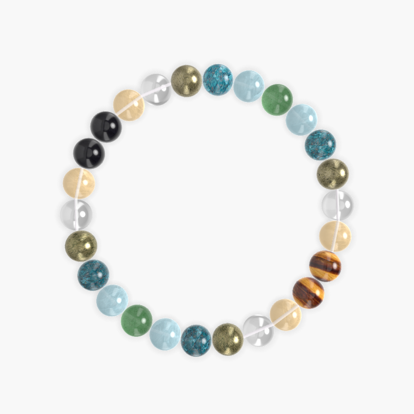 Clear Quartz, Pyrite, Apatite and more Gemstone Bracelet