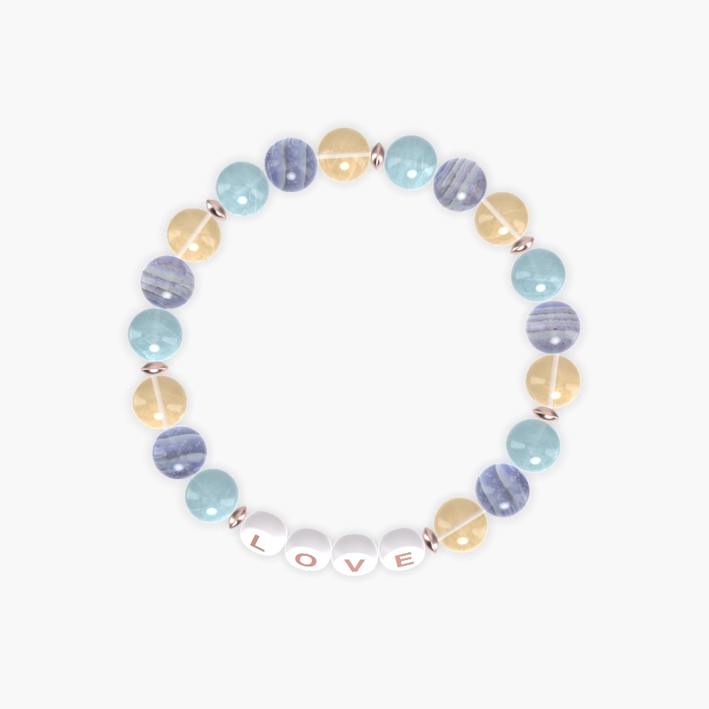 Citrine, Blue Lace Agate and Aquamarine Bracelet
