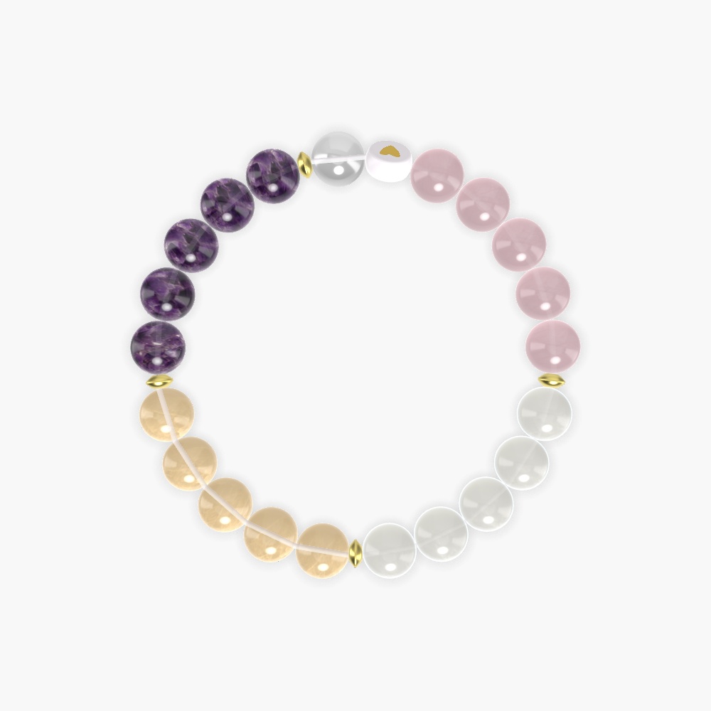 Moonstone, Rose Quartz, Amethyst and more Gemstone Bracelet