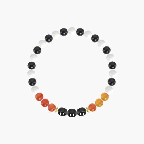 White Jade, Black Obsidian and Carnelian Bracelet