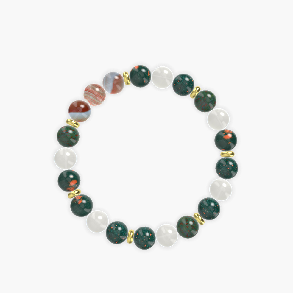 Bloodstone, Moonstone and Sardonyx Bracelet