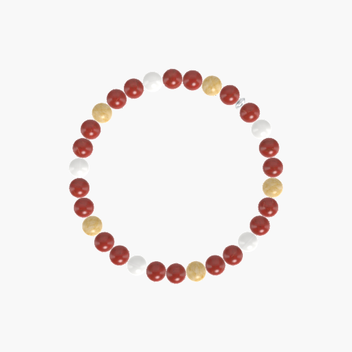 Red Jasper, Yellow Jade and White Jade Bracelet